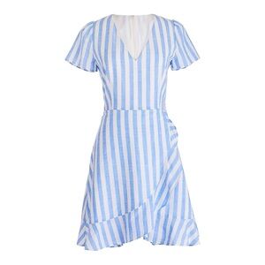 Chic Blue and White Striped Mini Dress